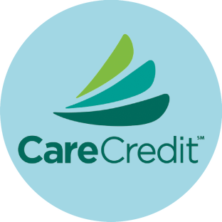 Logo of CareCredit on a light blue background, featuring three overlapping leaf-like shapes in green shades above the word "CareCredit" in dark green and black text. Perfect for veterinarians seeking financial solutions to support pet owners' needs.